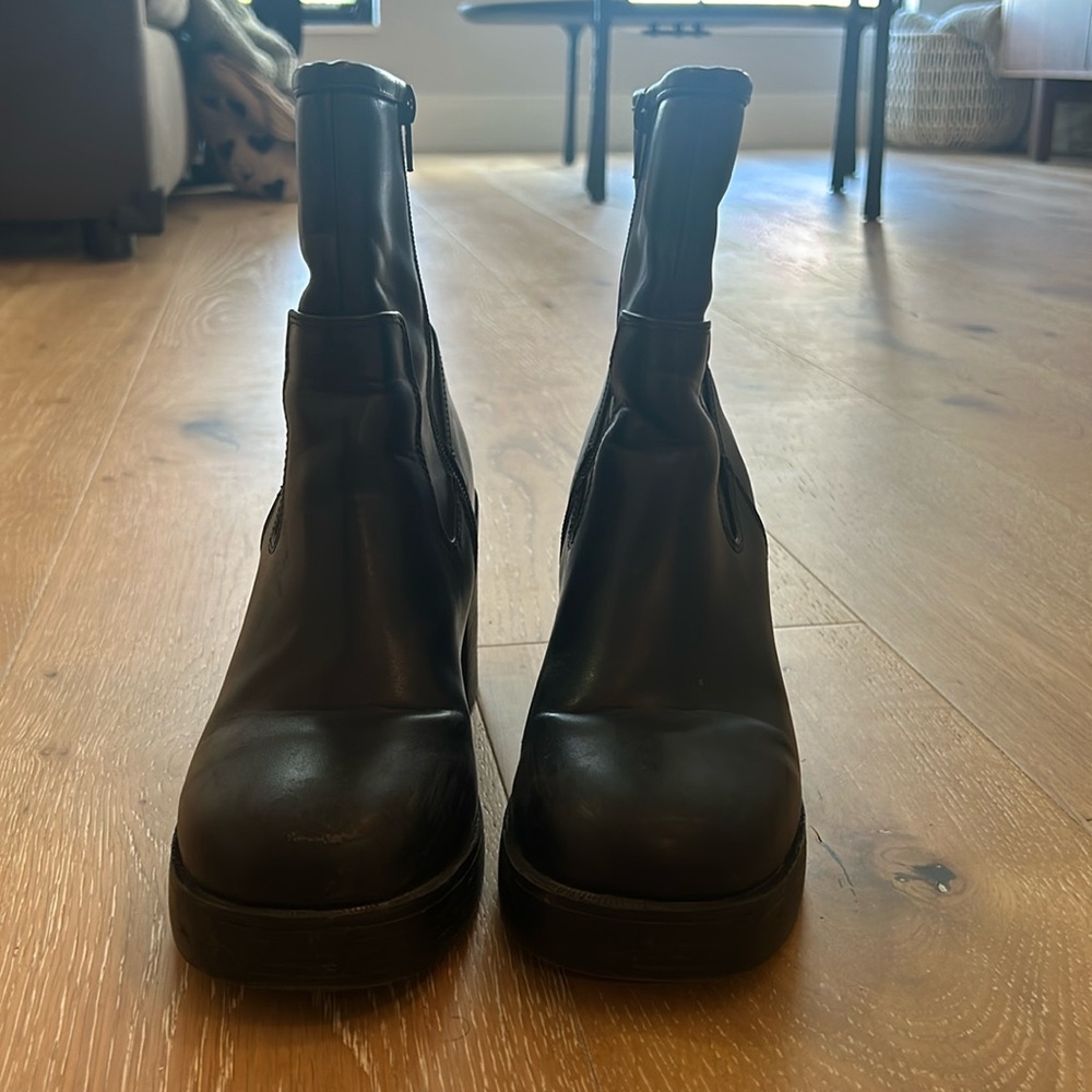 Black leather boots